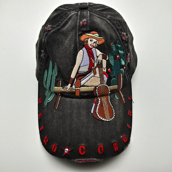 none Accessories - Retro Cowgirl  Distressed Cap